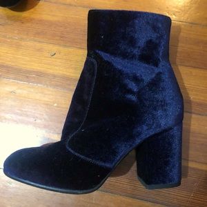 Blue velvet booties